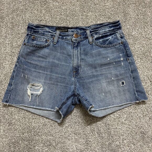 J.CREW Pants - J.Crew Shorts Womens 28 Blue Broken-In Boyfriend Denim Distressed Raw Hem Cutoff